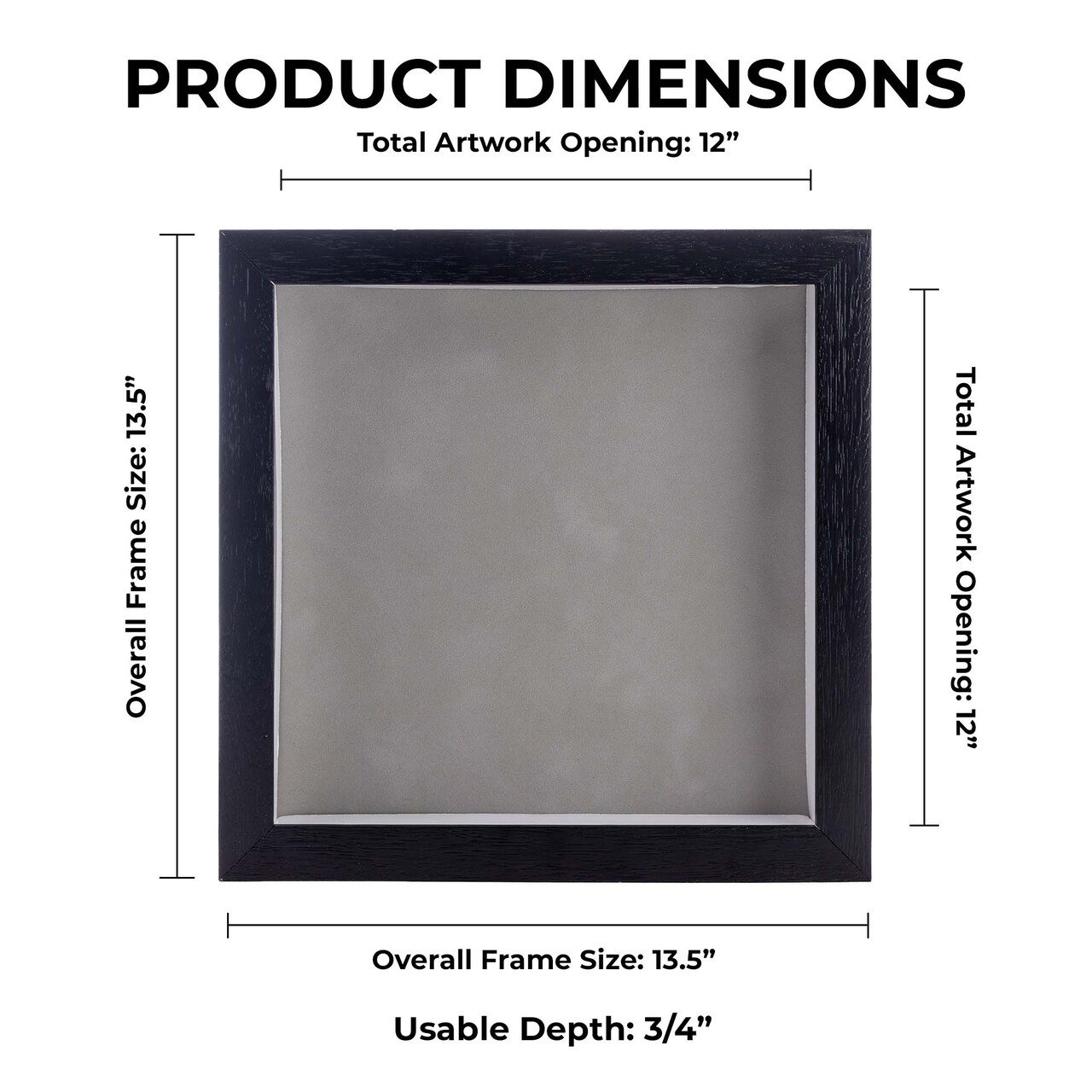 Black Wood Grain Shadow Box Frame with Acrylic Front - Light Brown Suede Backing, 30 Sizes